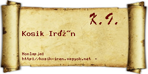 Kosik Irén névjegykártya